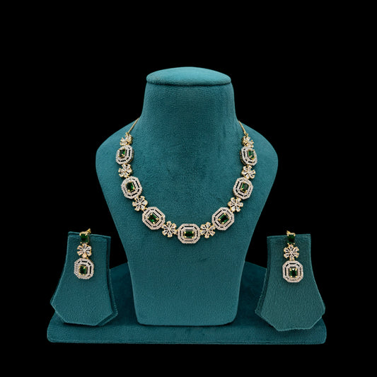Gold plated American Diamond necklace set