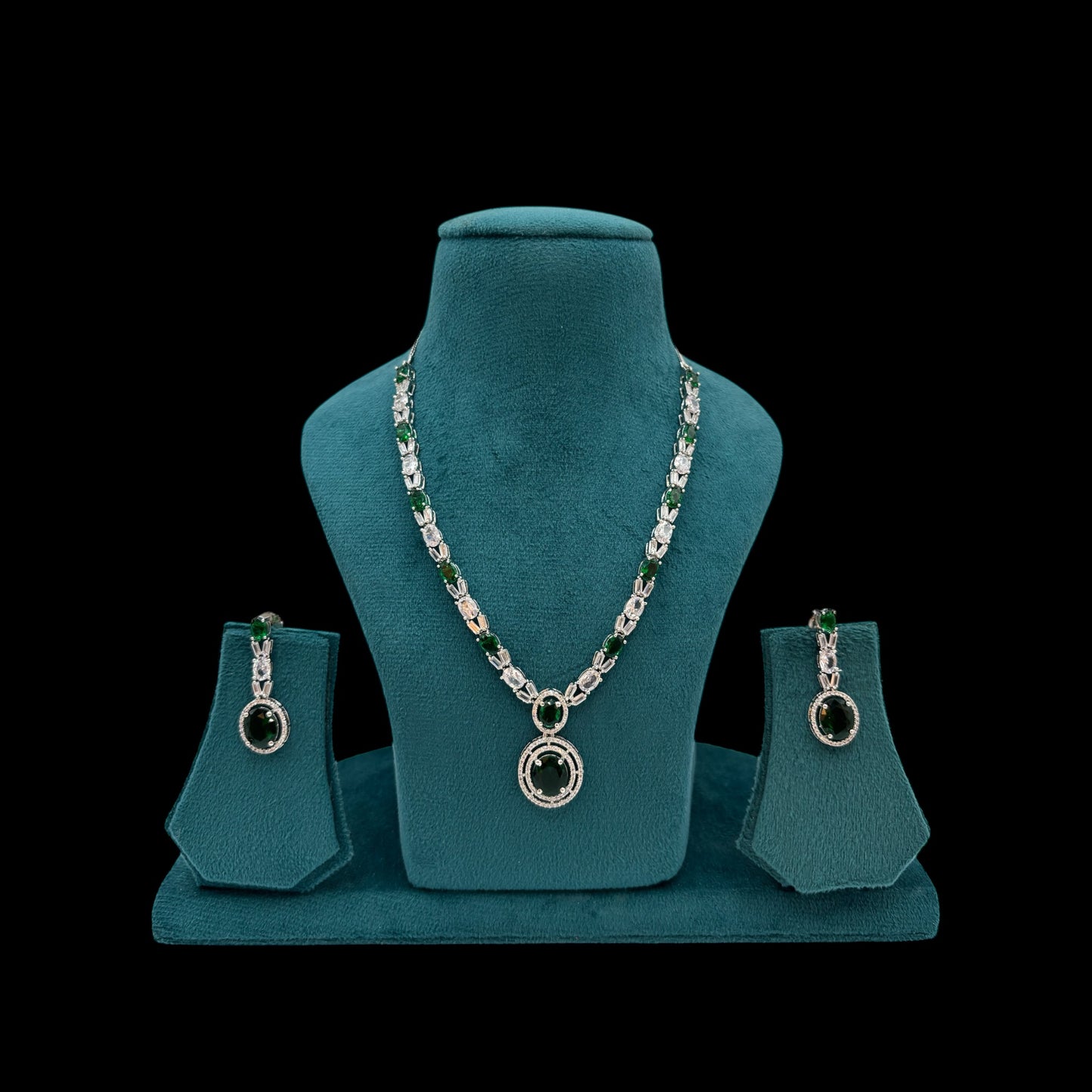 Emerald green American Diamond necklace set