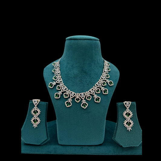 Silver American Diamond necklace set