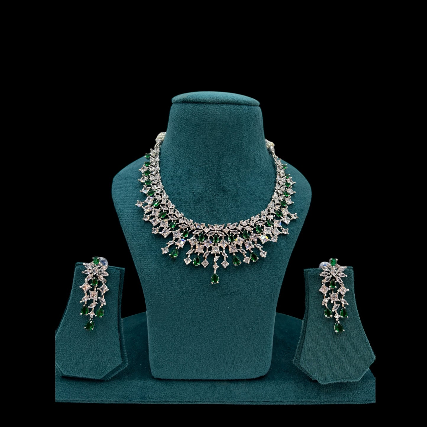 Silver American Diamond necklace set