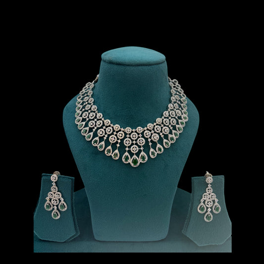 Silver American Diamond necklace set