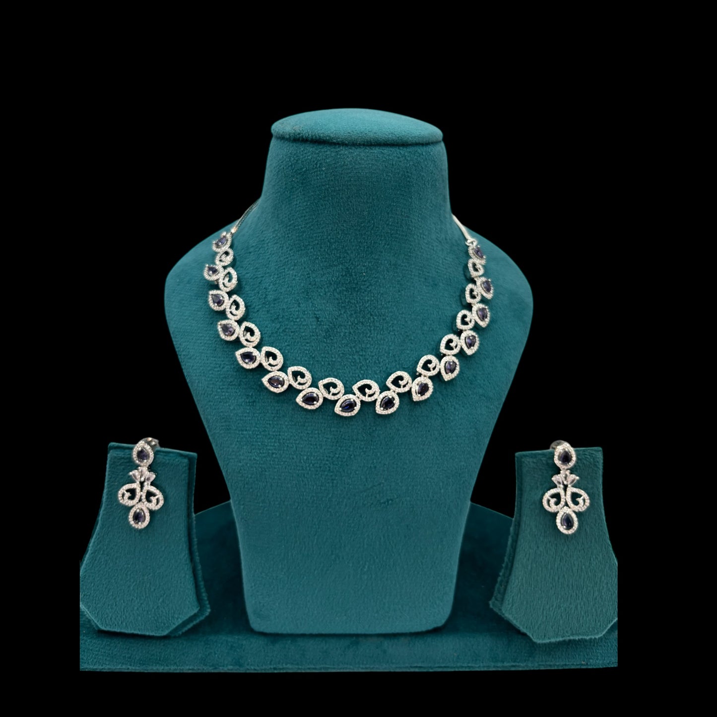 Petals American Diamond necklace set with earrings