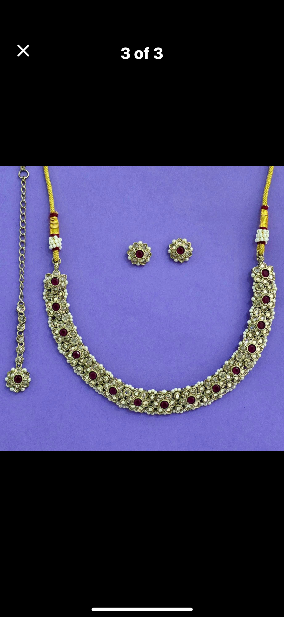 Classic polki necklace set with mehdi plating