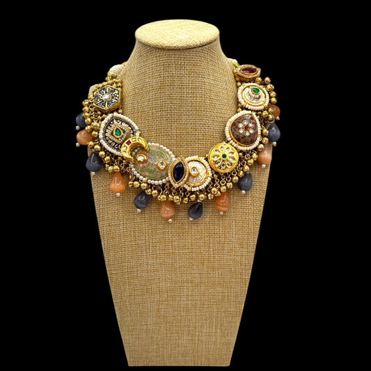 Colourful gold plated fusion necklace