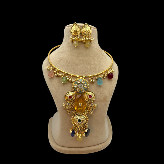 Gold plated hasli with doublet stone
