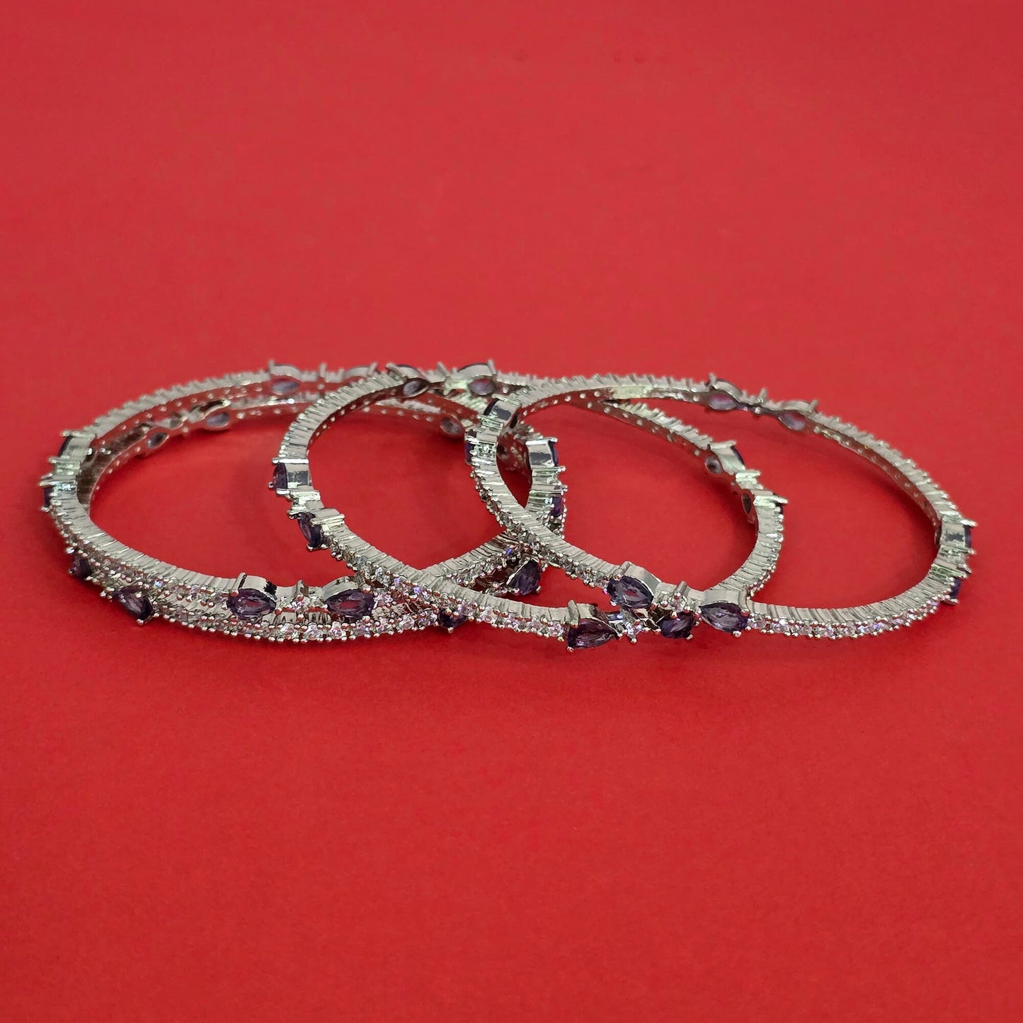 Silver plated American Diamond bangles