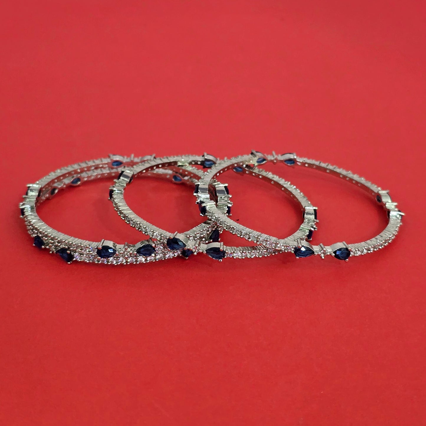 Silver plated American Diamond bangles
