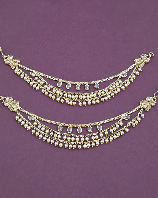 Gold plated three layers ear chain