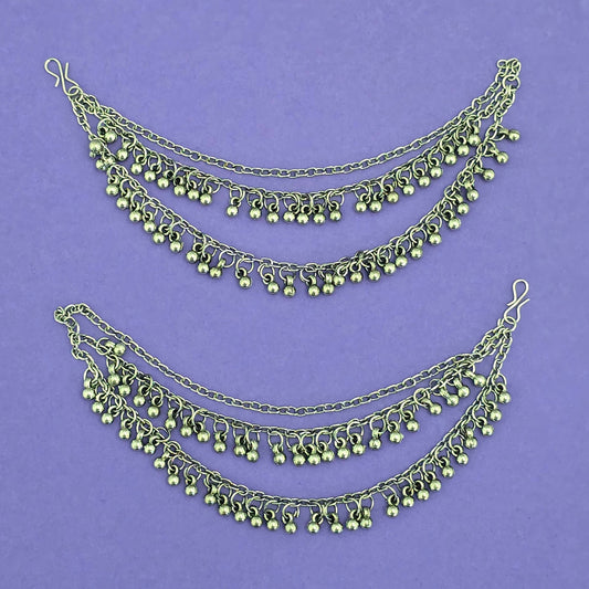 Silver oxidized ear chains