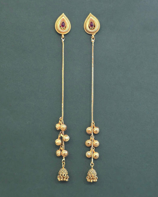Gold plated long earrings