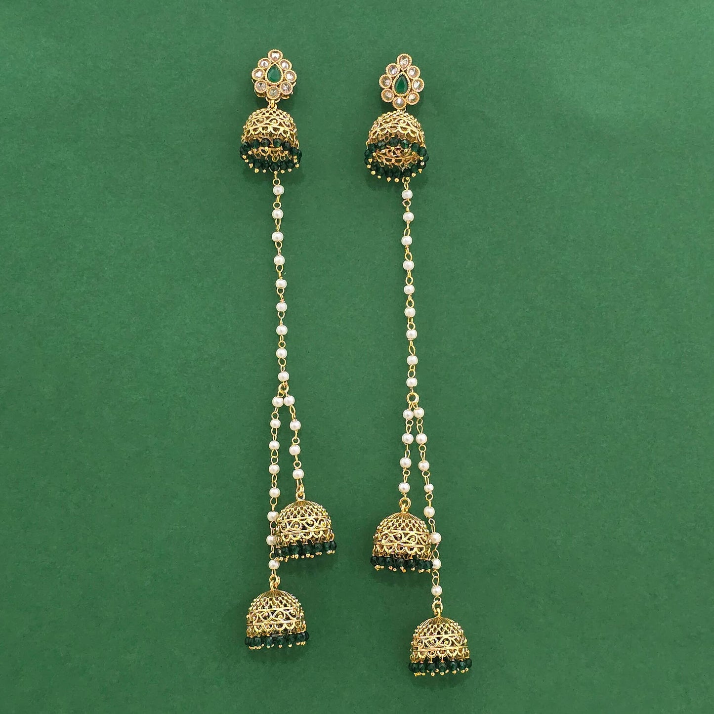 Gold plated long Kashmiri jhumki