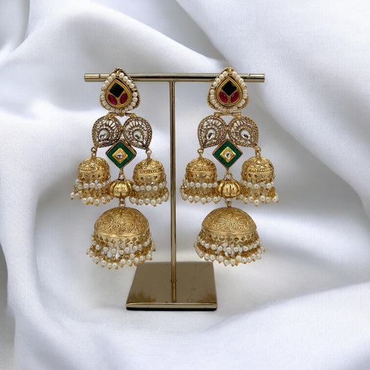 Handmade pachi kundan fusion earrings