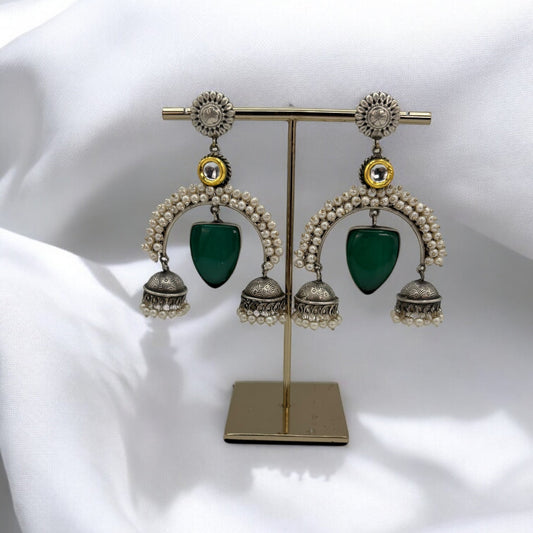 German silver oxidized earrings.