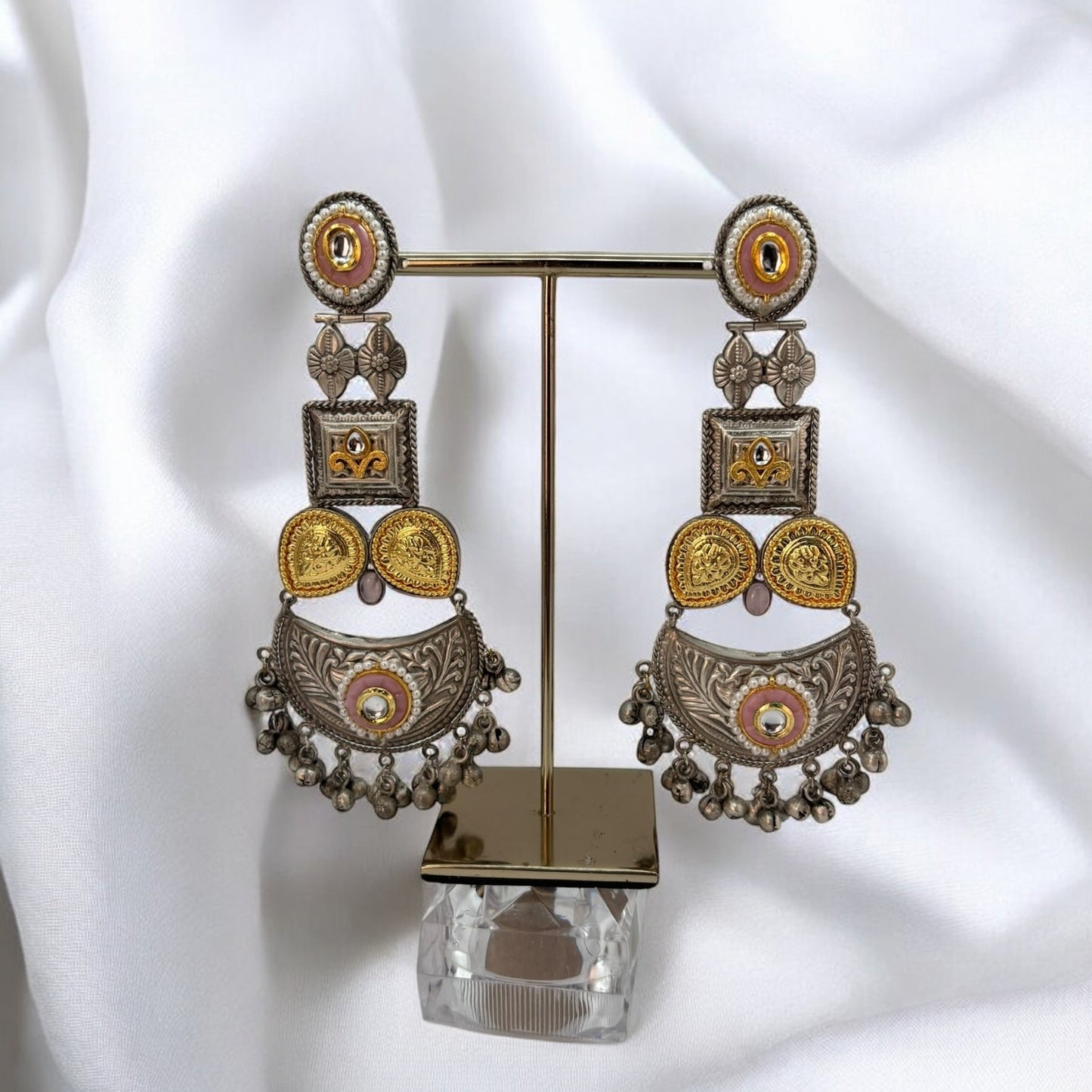 Light weight German silver dual tone earrings