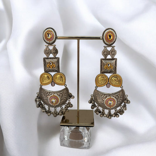 Light weight German silver dual tone earrings