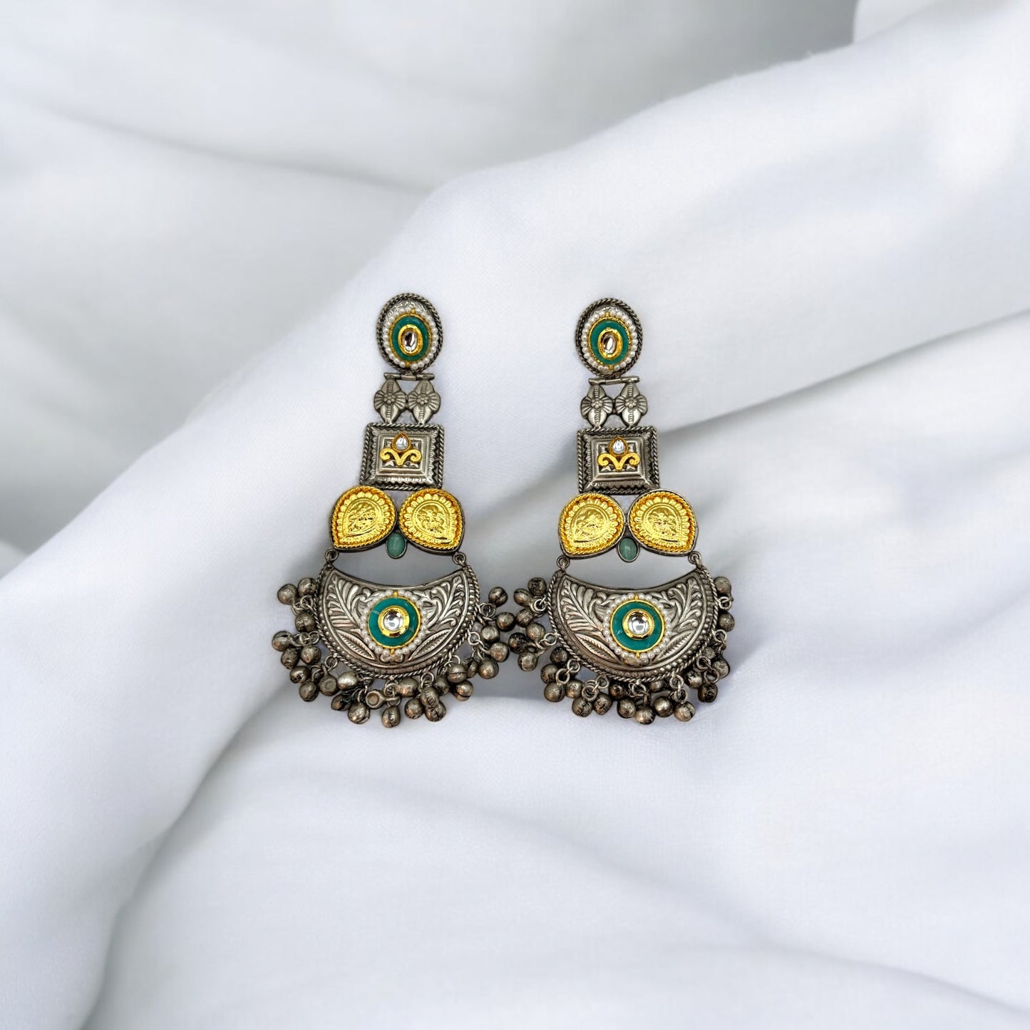 Light weight German silver dual tone earrings