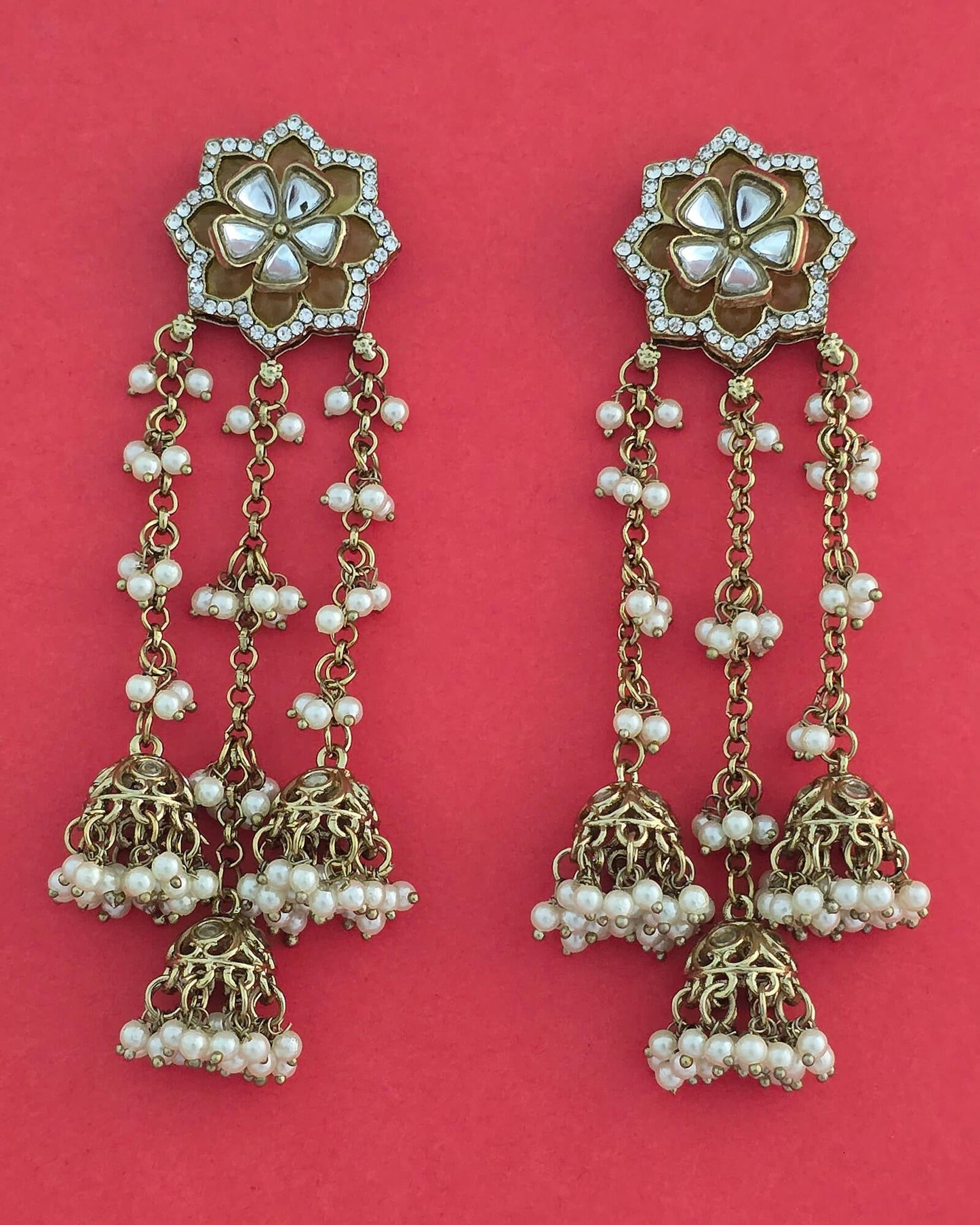Mehndi plated Kashmiri earrings