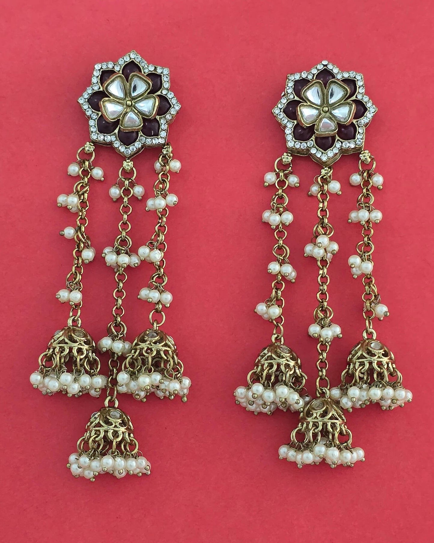 Mehndi plated Kashmiri earrings