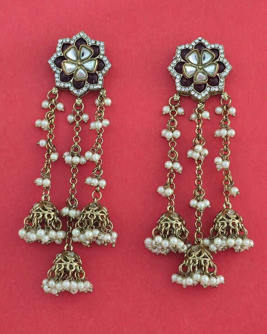 Mehndi plated Kashmiri earrings