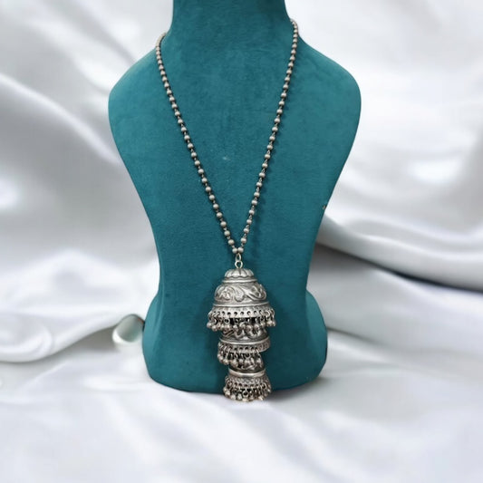 German silver oxidized chain pendant