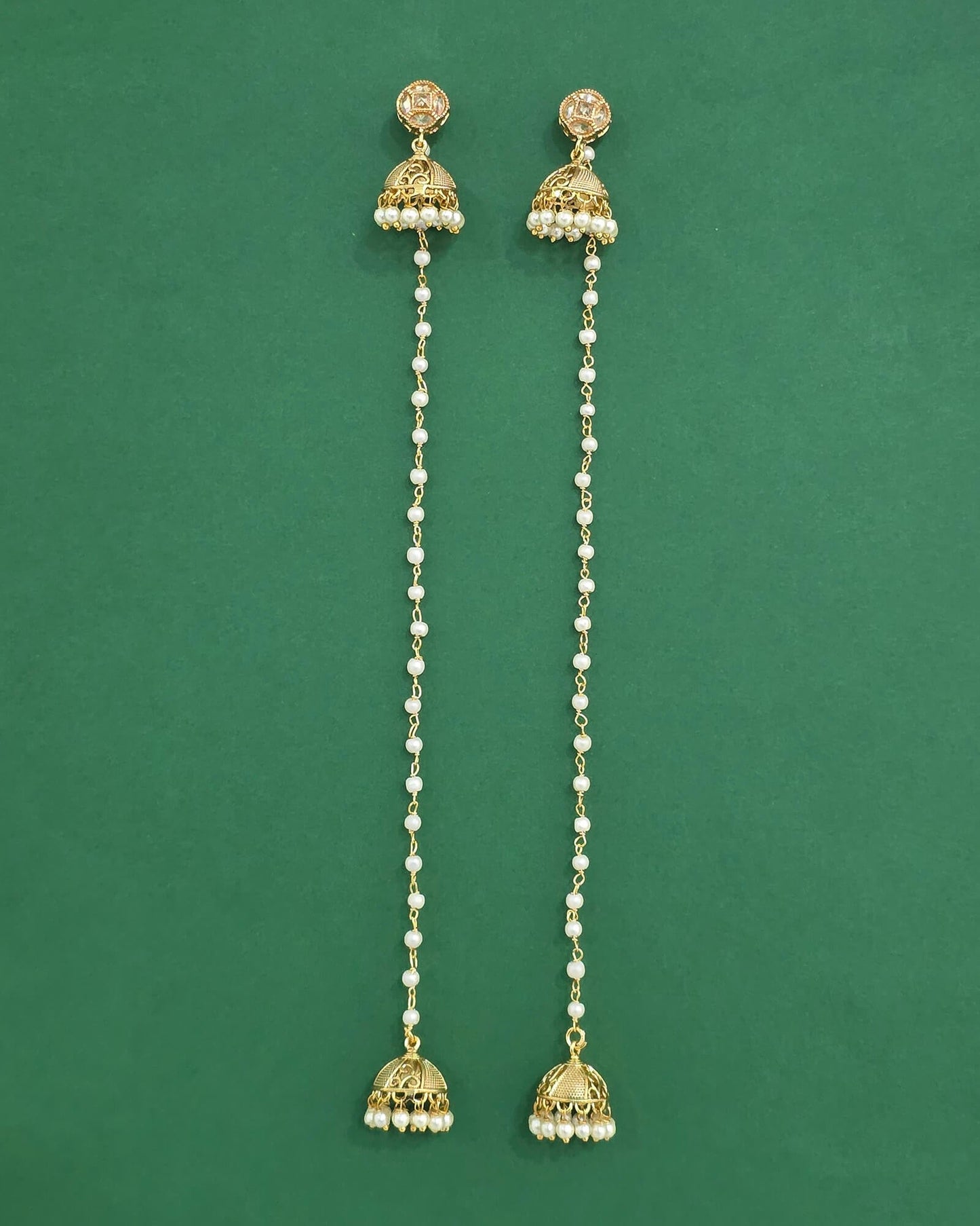 Gold plated small double jhumki
