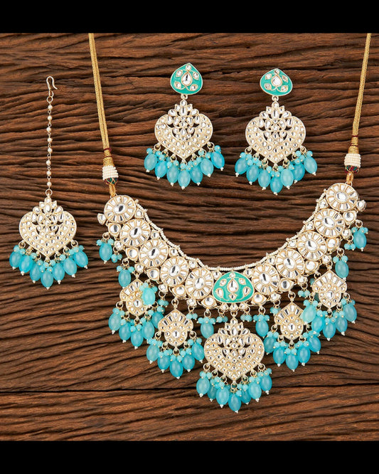 Gold plated kundan necklace set