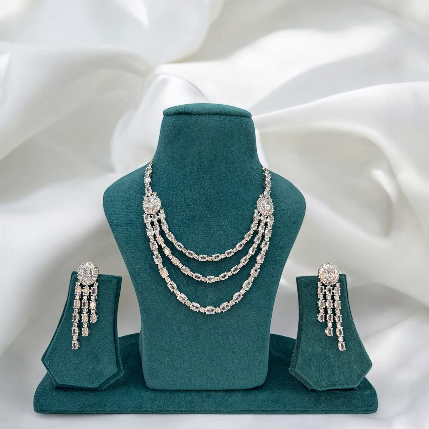 High quality three layered white AD necklace set