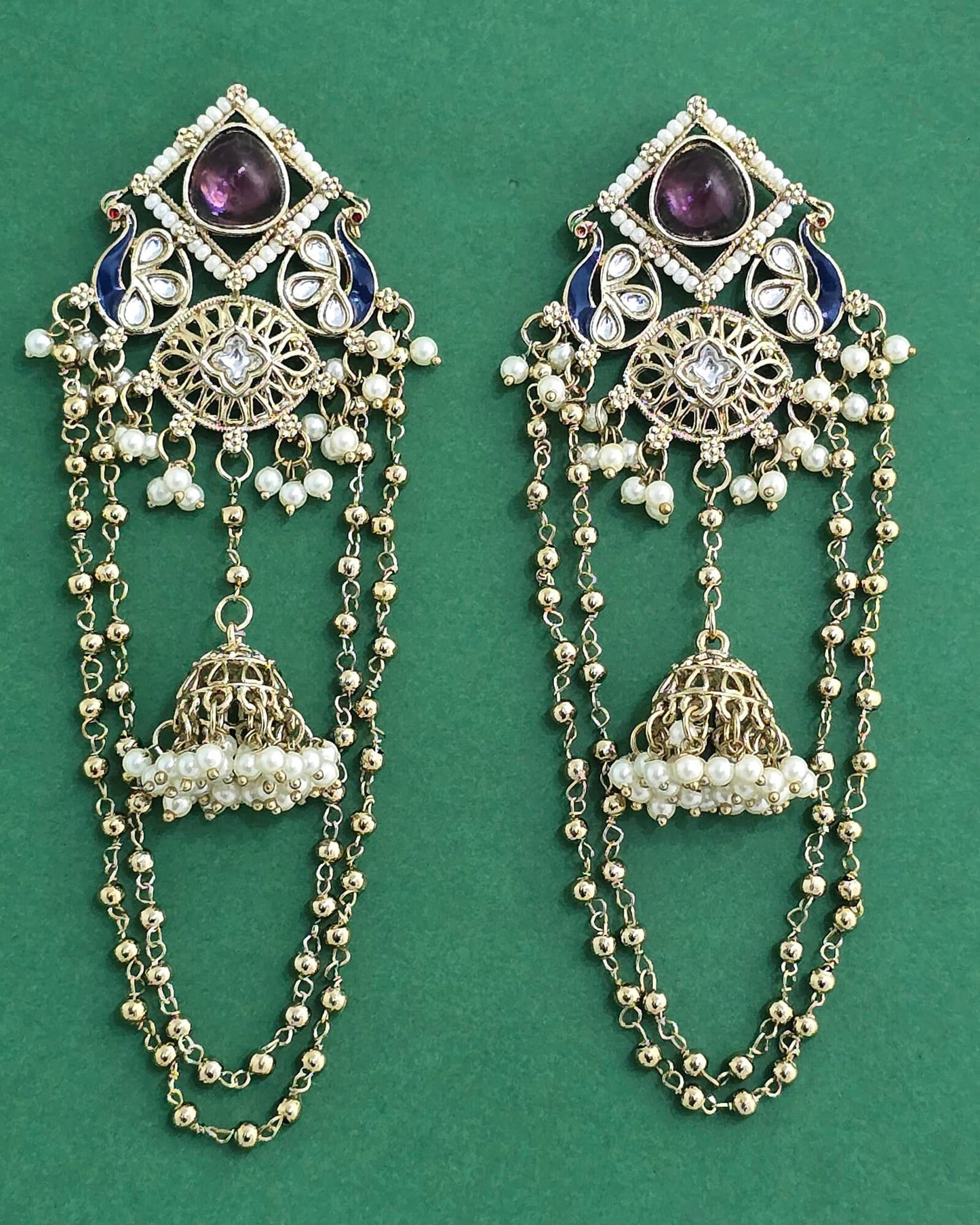 Kashmiri earrings with Victorian plating