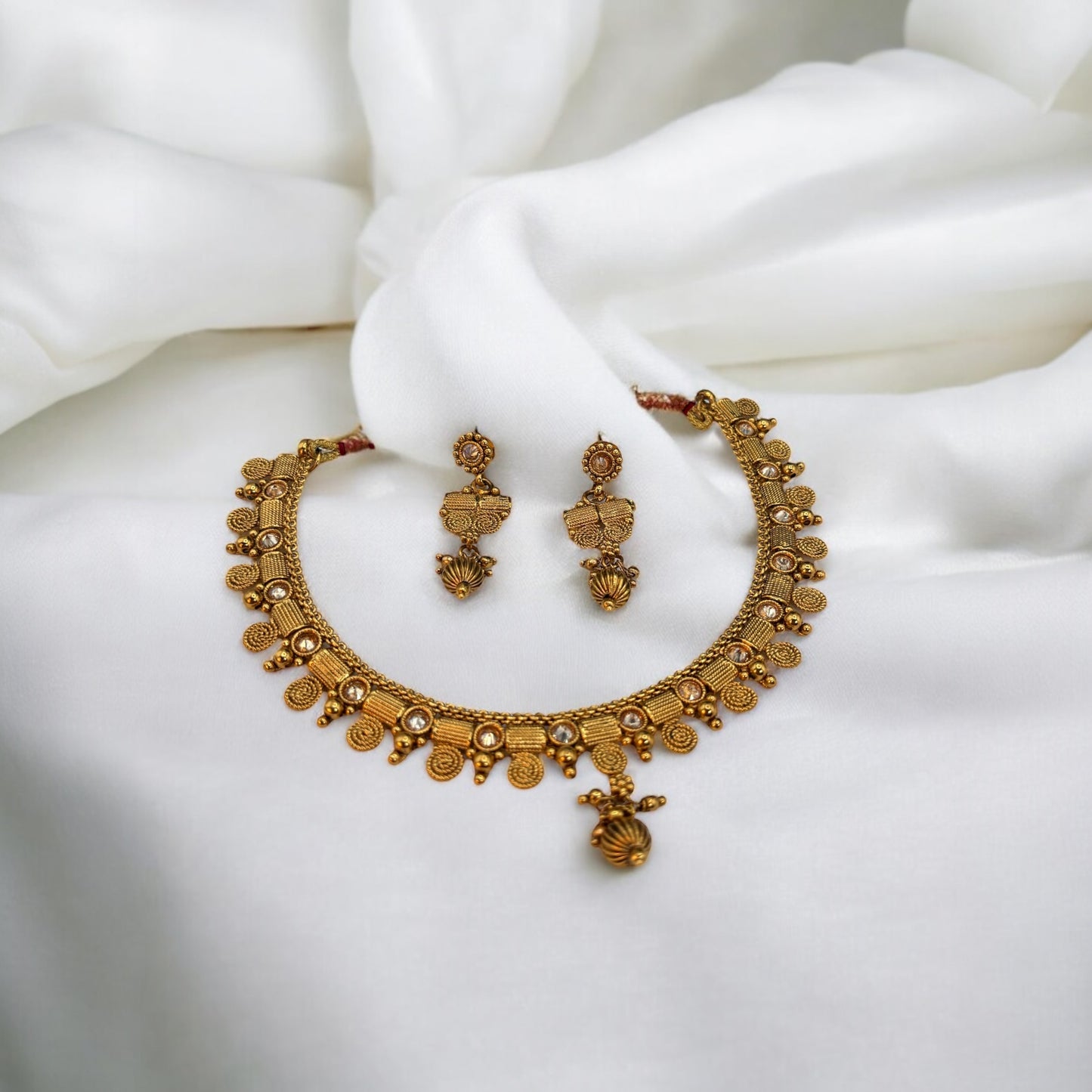 Antique copper polki necklace set