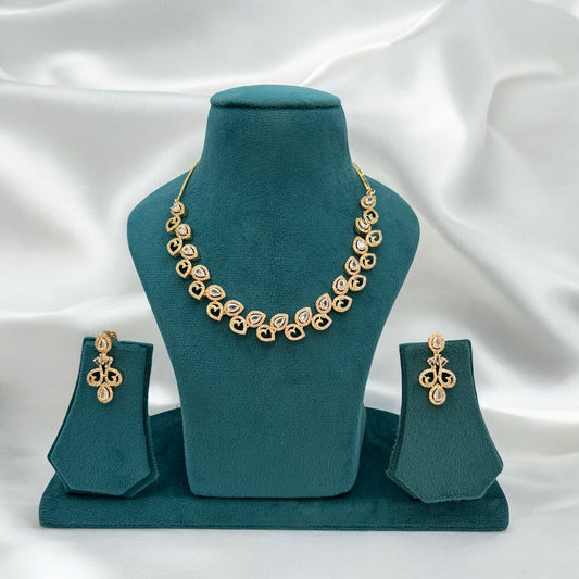 American Diamond gold plated necklace set
