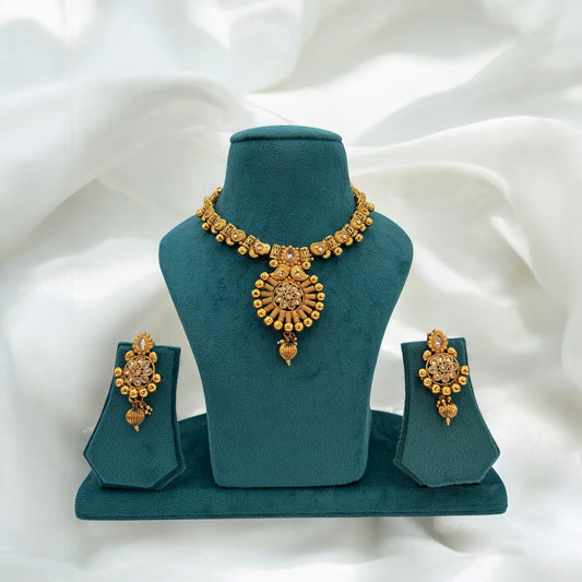 Antique copper polki necklace set