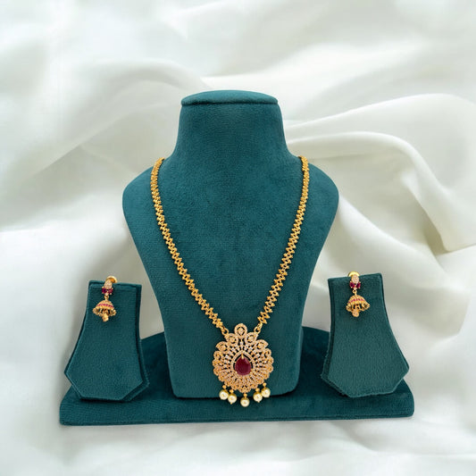 Long necklace set with jhumki