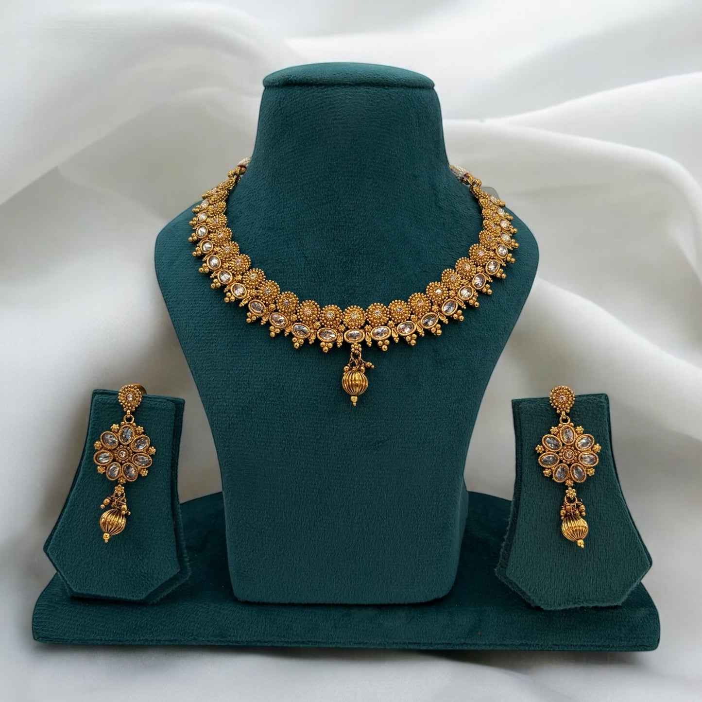 Antique copper polki necklace set