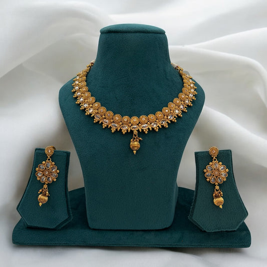Antique copper polki necklace set