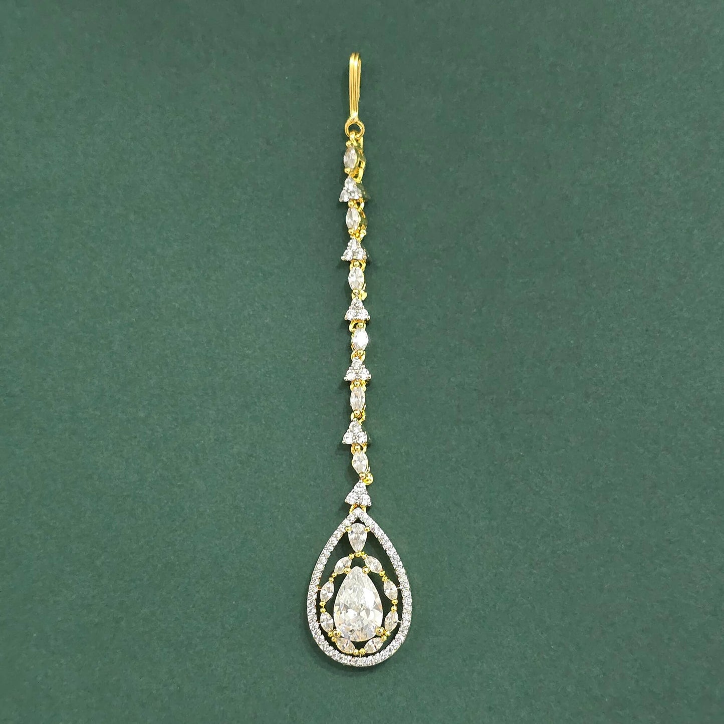 Gold plated American Diamond matha tikka