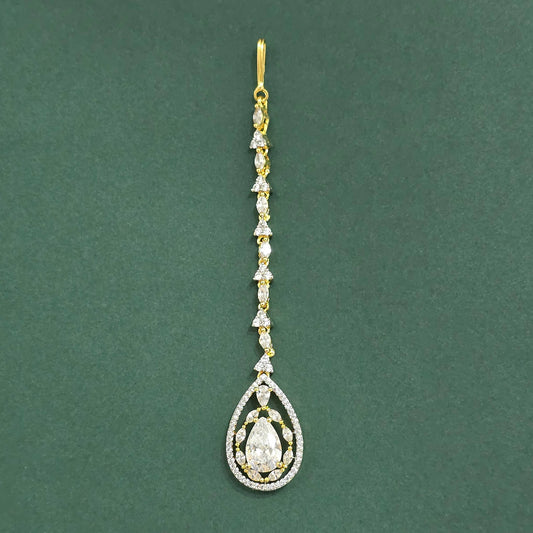 Gold plated American Diamond matha tikka