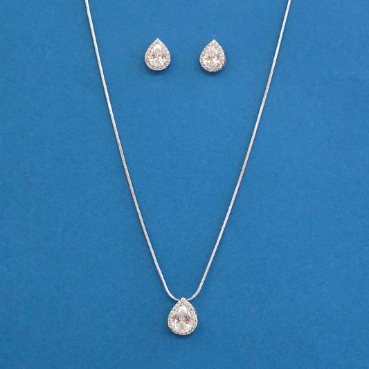 Silver plated American Diamond pendant set