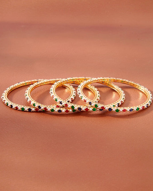 American Diamond pearl bangles with gold plating