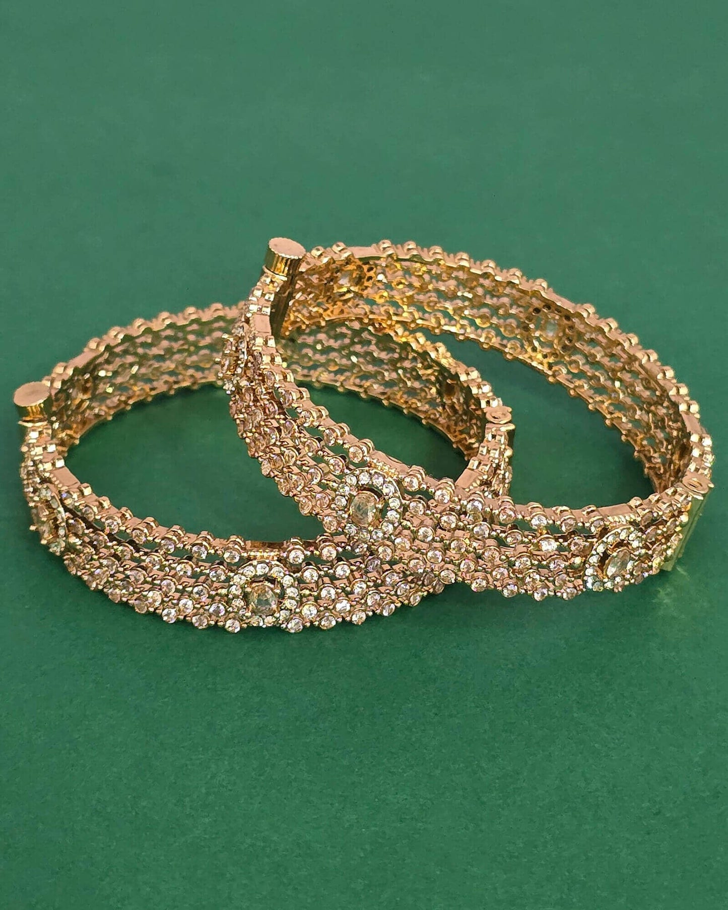 Gold plated American Diamond openable bangles