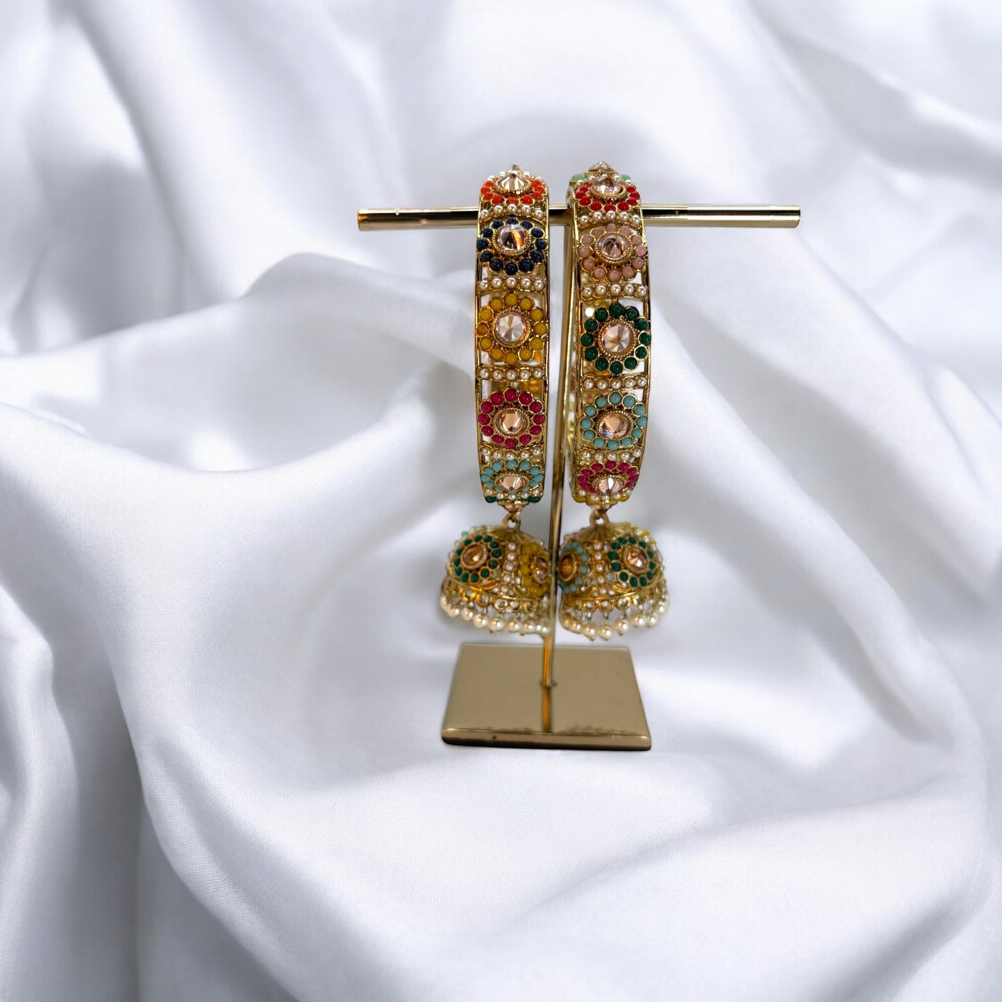 Jhumki kadas with Colourful stones