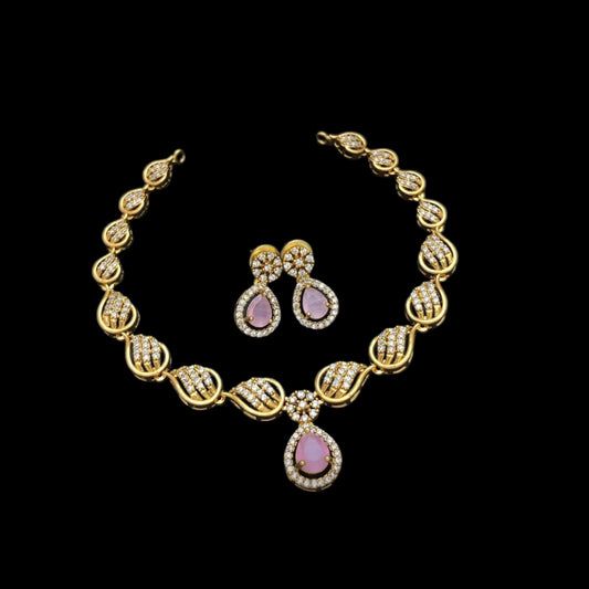 Matte finish gold plated necklace set