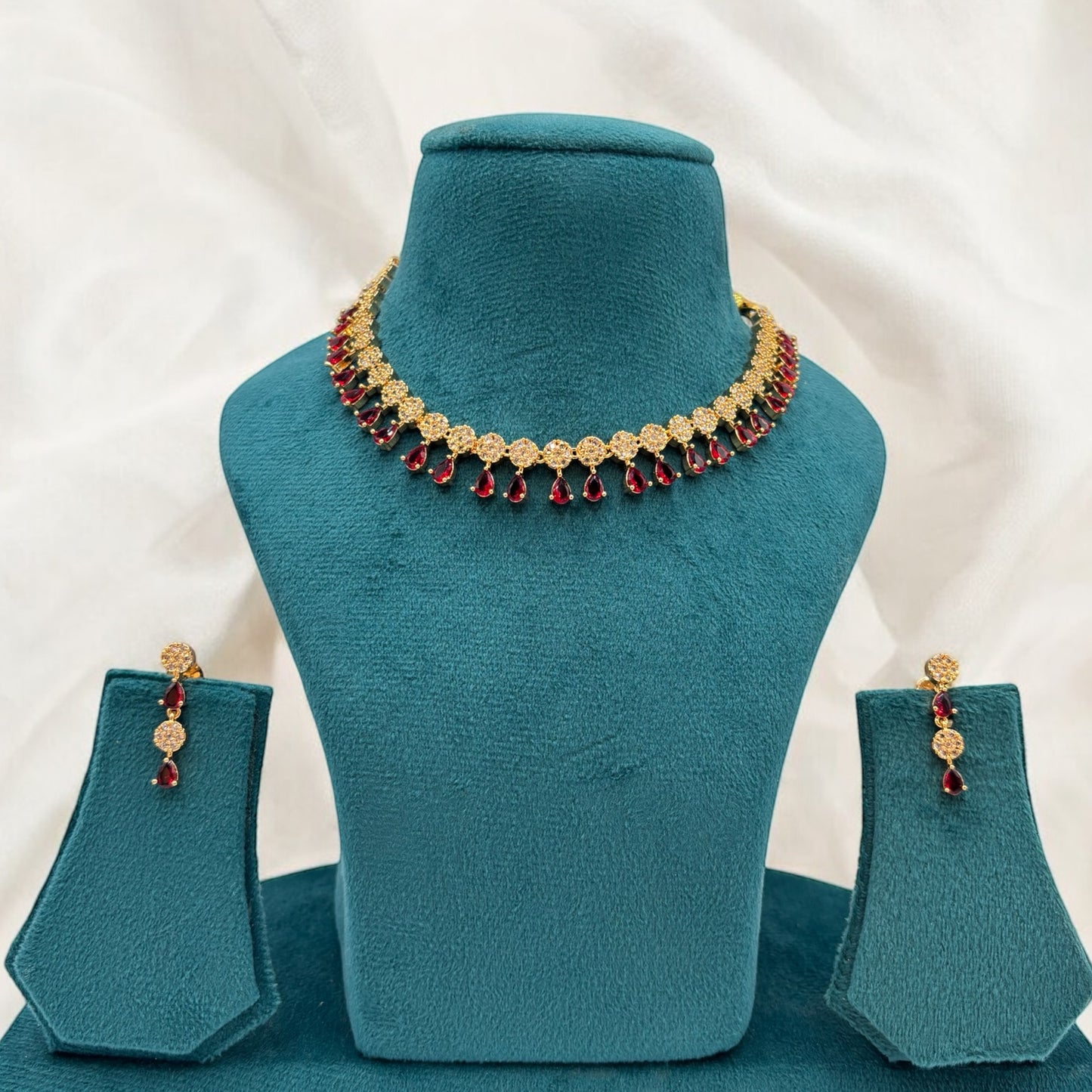 Gold plated American Diamond necklace set