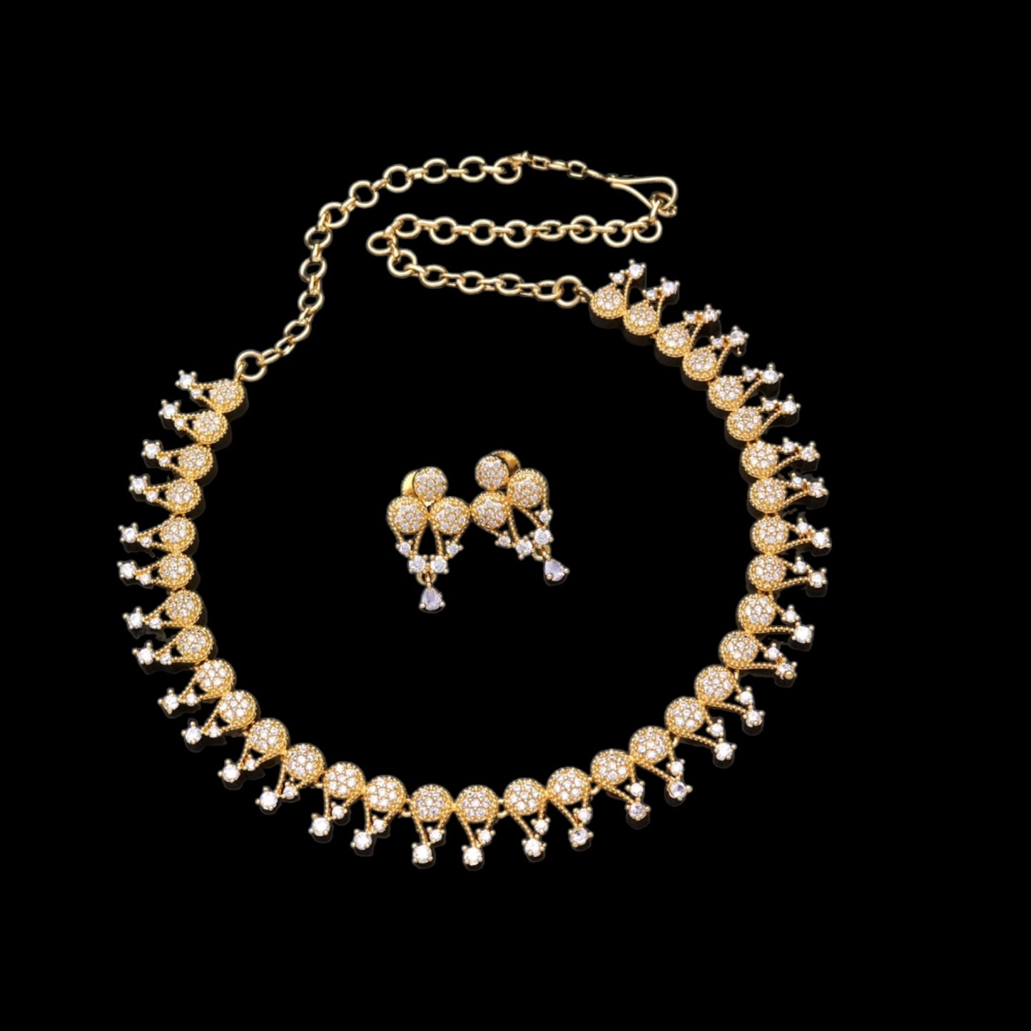 High gold plated American Diamond necklace set with earrings