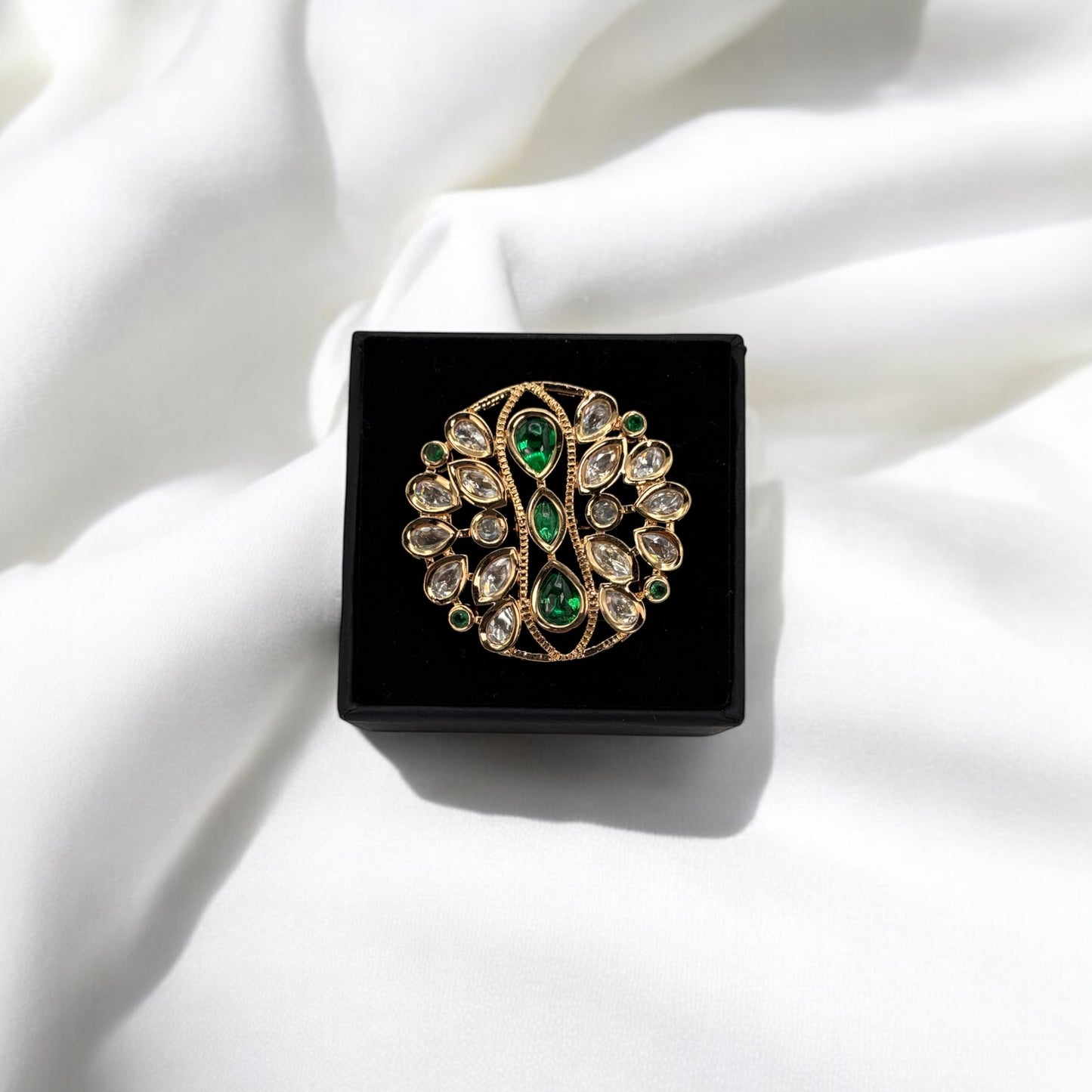 Big kundan adjustable ring