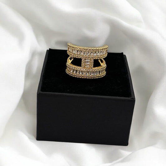 Gold plated adjustable ring