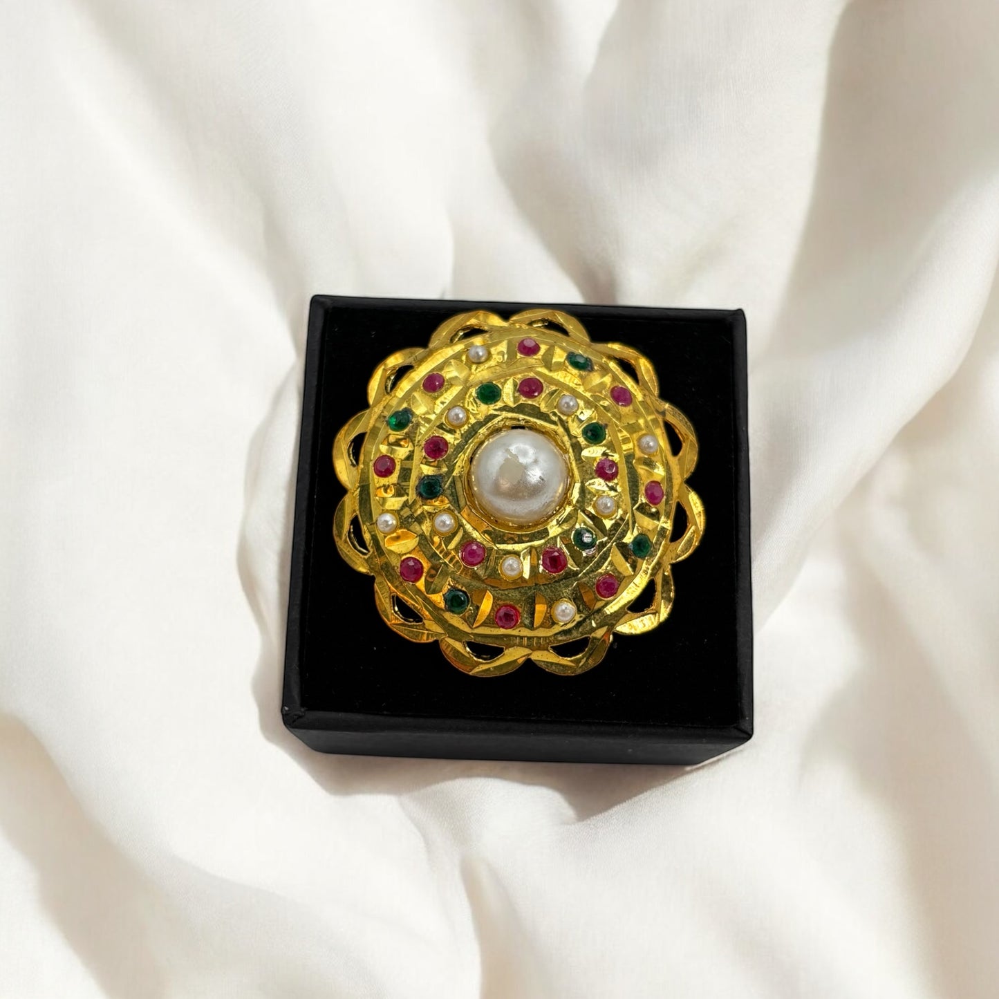 Gold plated jadau ring