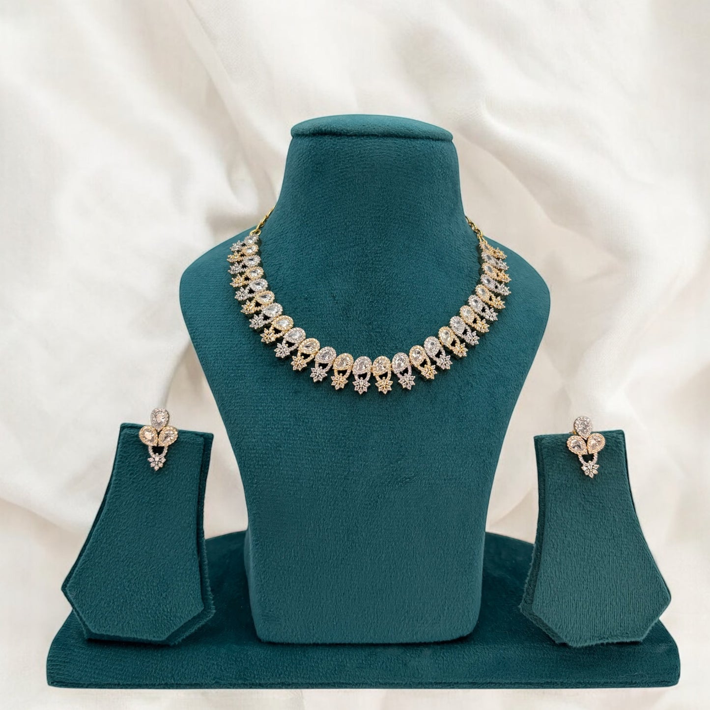 Gold plated American Diamond necklace set