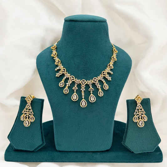 Gold plated American Diamond necklace set
