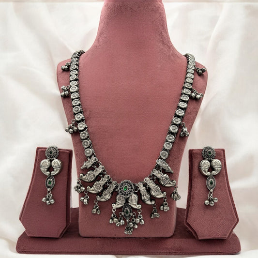Oxidized long necklace set