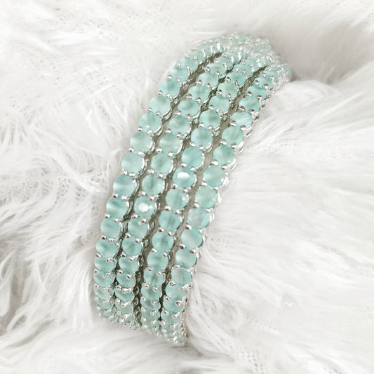 Silver pastel green bangles